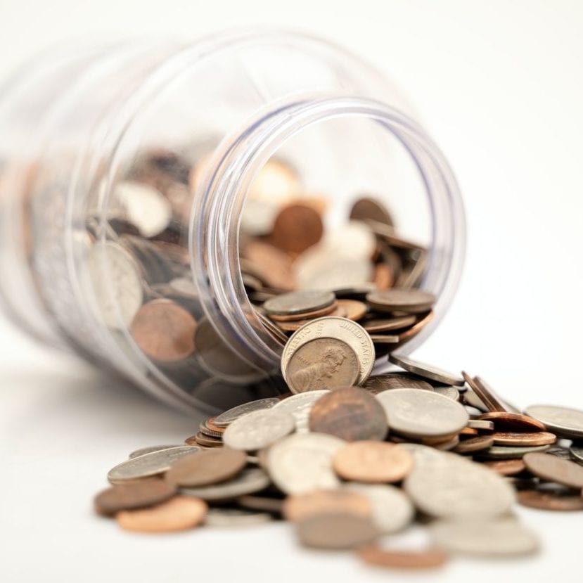 spilled coins from the jar